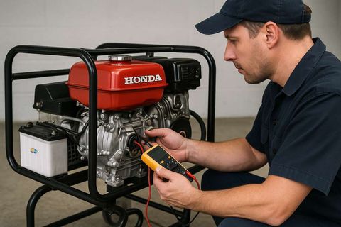 Tekniker måler på Honda-aggregat med multimeter