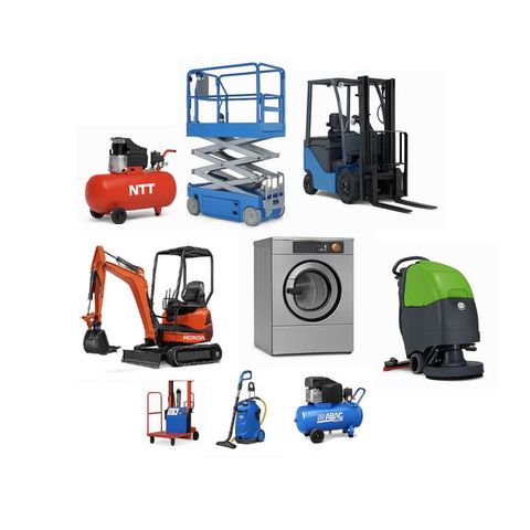Kompressor, saksalift, truck, minigraver, vaskemaskin og renholdsmaskiner